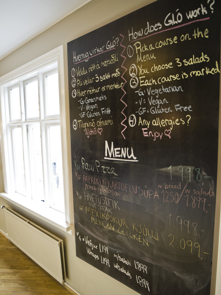 The menu at GLO.